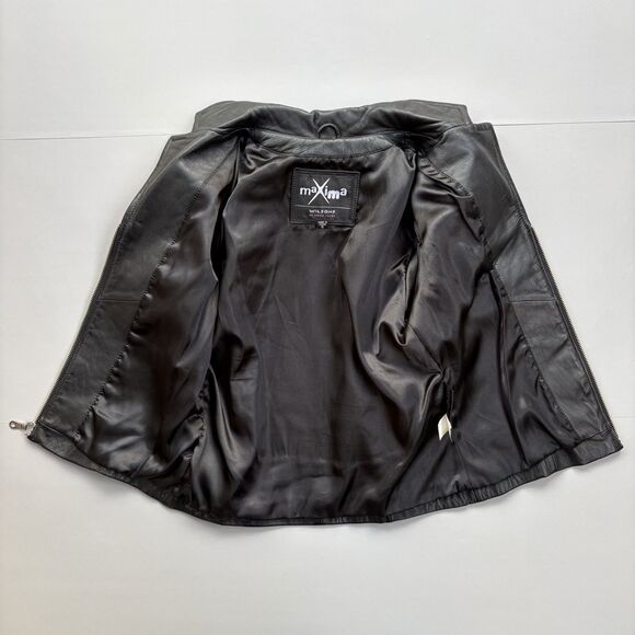 Wilsons Maxima Leather Moto Zip Short Sleeve Jacket Womens Small Punk Grunge Y2K - Picture 13 of 14